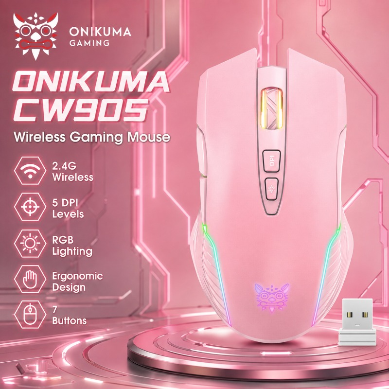 Pc Gaming Pink - ONIKUMA CW905 ワイヤレス/有線ゲーミングマウス 3600 DPI 2.4G